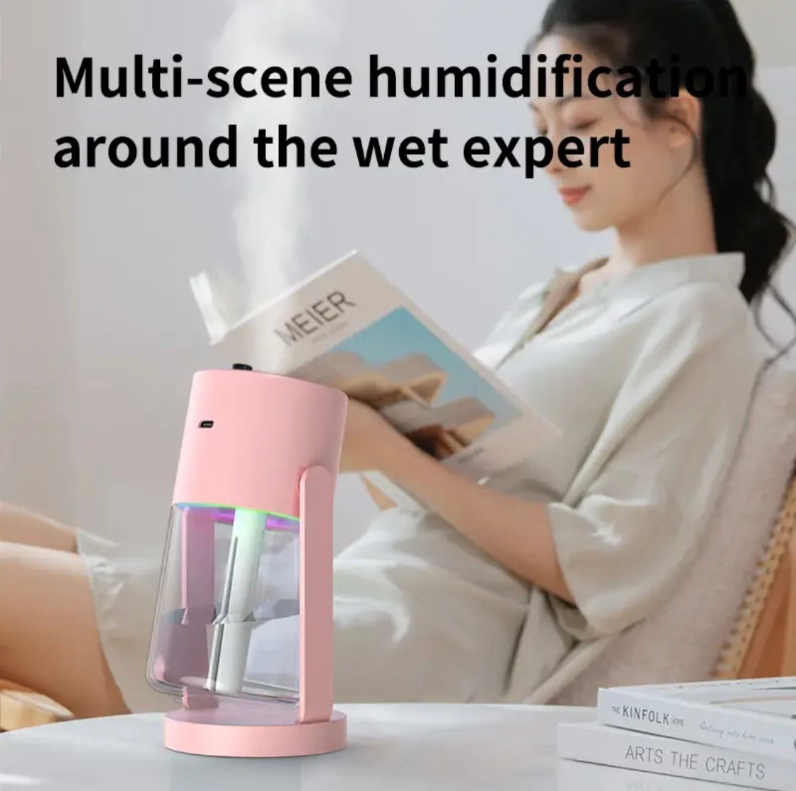 Mini Air Humidifier with Starry Sky Lights, Creative Head with Color Luminescence Humidifier, Night Light Lamp Humidifier