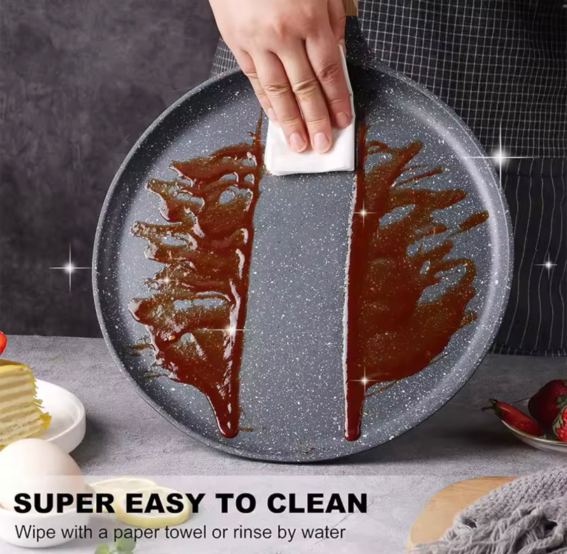Non Stick Crepe Pan With Handle, Heat Resistant Frying Pan, Household Breakfast Maker Pan