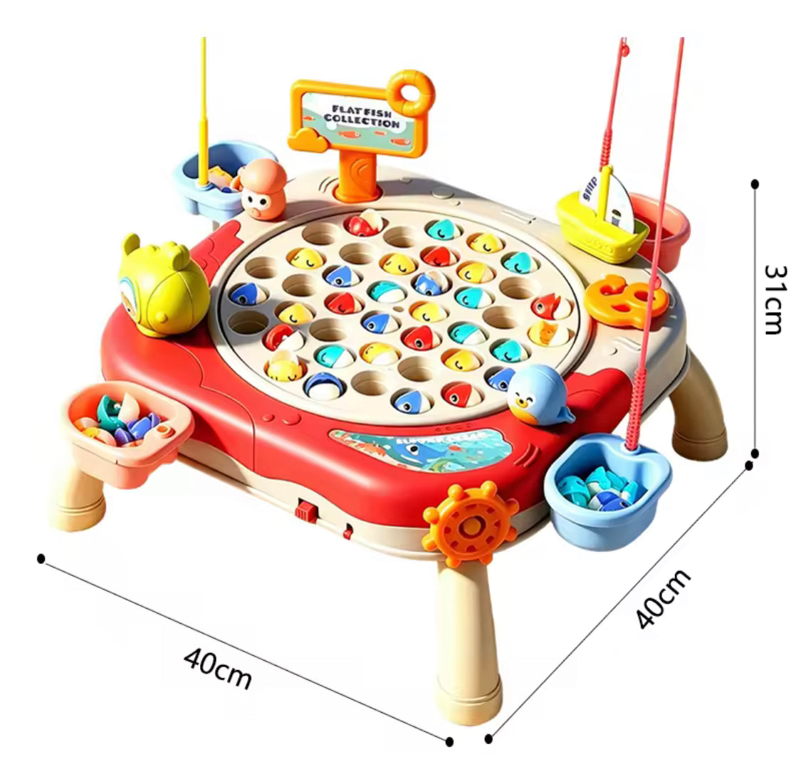 Kids Magnetic Fishing Catching Toy Game, Rotating Fish Catching Toy, Musical Educational Fishing Board Game, Kids Fishing Competition Play Set, Fishing Adventure Game Table for Kids, Educational Magnetic Fish Catching Game