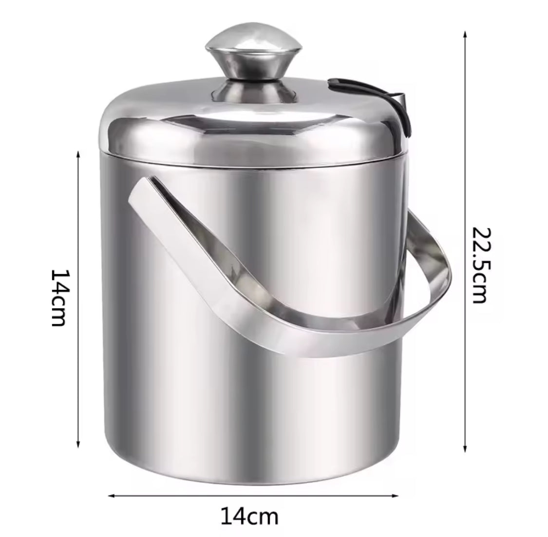 Stainless Steel Ice Buckets With Ice Tongs, Double Wall Ice Bucket with Lid, Ice Container