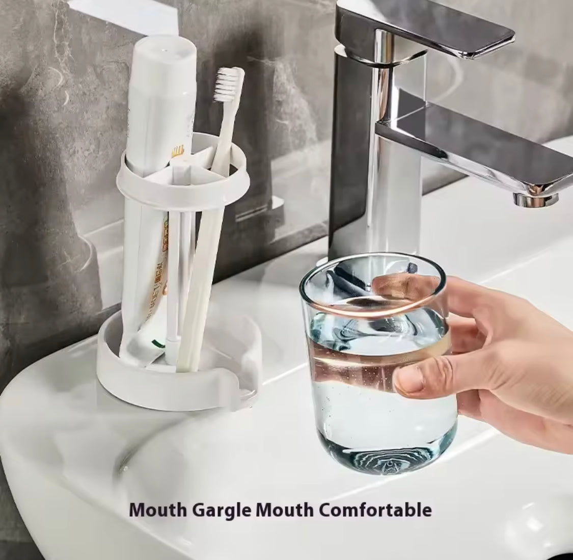 Portable Toothbrush Holder With Mouthwash Cup, Toothpaste Storage Shelf, Toothbrush Holder With Dust Cover, Toiletries Bathroom Organizer