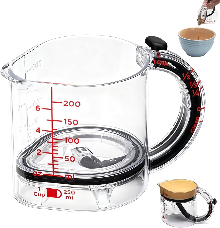 4 in 1 Adjustable Measuring Cup, Multifunctional Kitchen Measuring Cup, Space Saving Measuring Cup