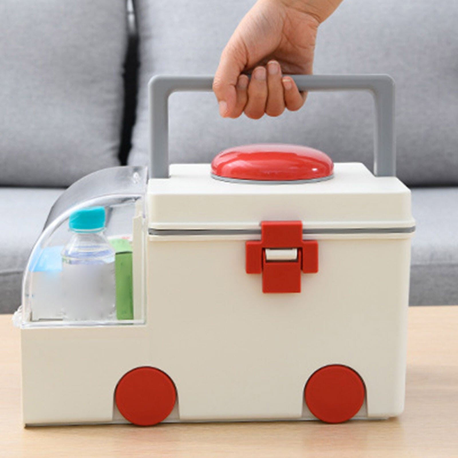 Cute Ambulance Medicine Box, Large-capacity Medicine Kit Storage Box, Household Compartmental Medicine Box, Portable First Aid Kit Container, Creative Emergency Pharmacy Pill Organizer