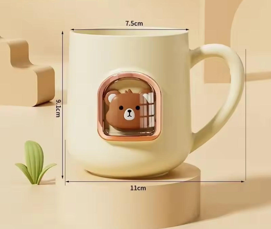 Set Of 2 Portable Children Toothbrush Cup, Portable Coffee & Milk Cup with Handle, Mouth Wash Cup, Cute Cartoon Gargle Cup Reusable Mouthwash Cup Bathroom Decoration