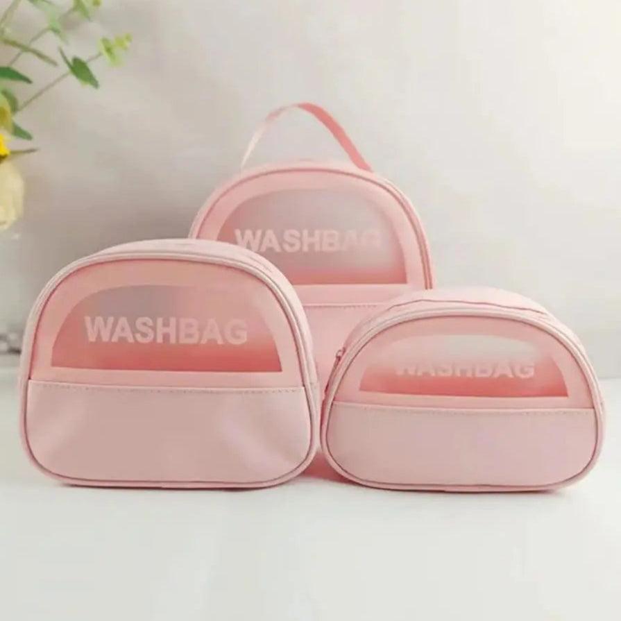 Set Of 3 Travel Waterproof Cosmetic Bag, Portable Transparent Makeup Bag, Multipurpose Women Cosmetic Bag, PVC Waterproof Handbags, Travel Toiletry Washbag With Zipper