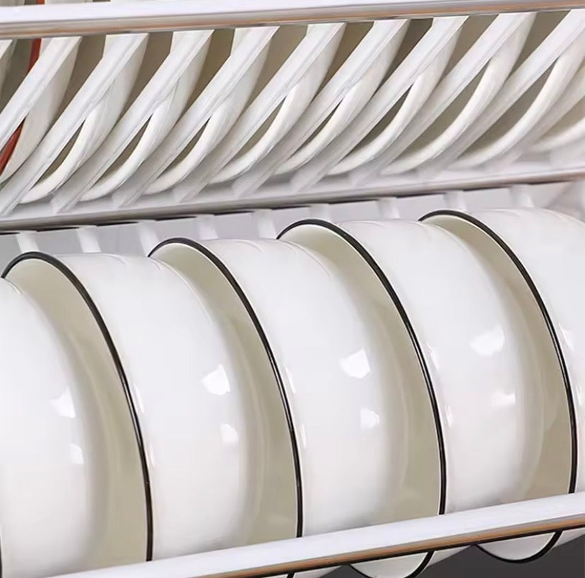 Foldable Dish Drying Rack, Heavy Duty Countertop Dish Drainer, Large Capacity Kitchen Dish Drying Rack, Space Saving Storage Rack Organizer