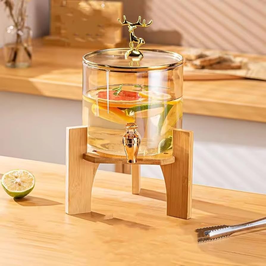 Borosilicate Glass Beverage Dispenser, Water Storage Glass Dispenser, Beverage Storage Jar, Glass Drinking Water Dispenser