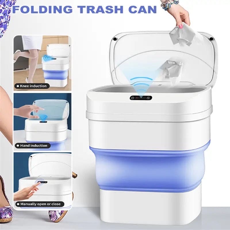 Smart Trash Can With Lid, Touchless Automatic Motion Sensor Trash Bin, Foldable Mini Trash Can, Collapsible Trash Bin, Creative Household Bathroom Garbage Storage Box, Waste Bin Garbage Can