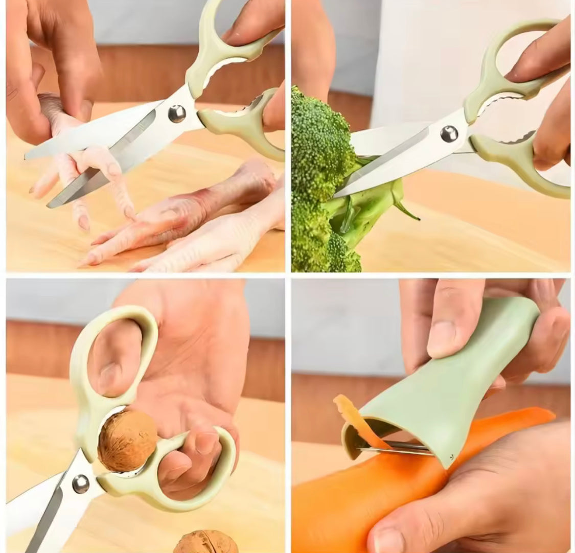Kitchen Scissors And Peeler Set, Standable Stainless Steel Scissors And Peeler, Vegetable Cutting Scissors, Dryfruit Cutting Scissors And Peeler