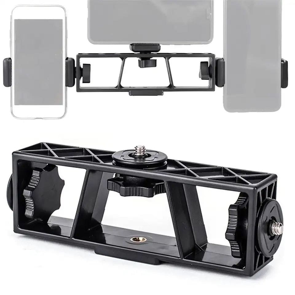 Multi Position Ring Light, Dual Mobile Clip Ring Light, Live Broadcasting Bracket Fill Selfie Ring Light with Tripod Stand, Phone Clamp Fill Lights Supplies, Stabilizer Clip Phone Bracket