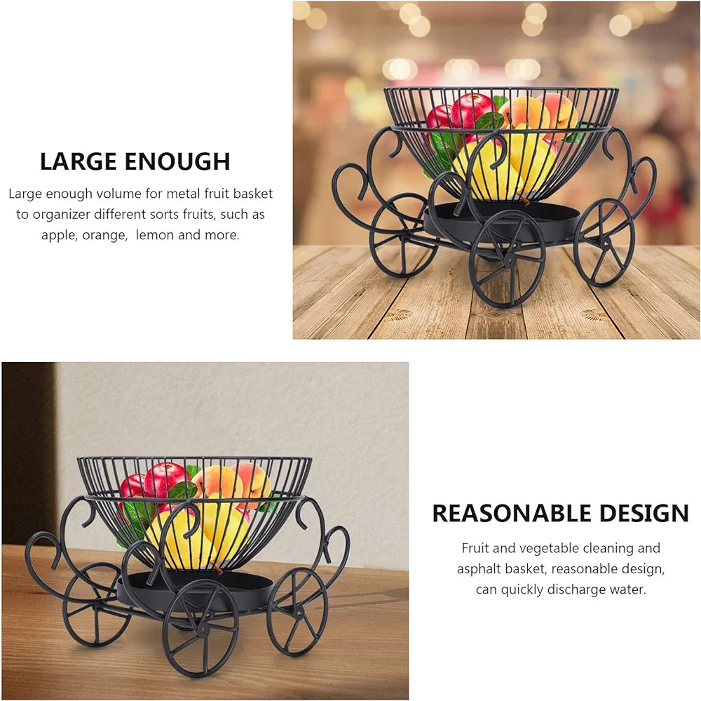 2 Tier Decorative Fruit Basket, Metal Snacks And Fruit Basket, Nordic Style Fruit Basket