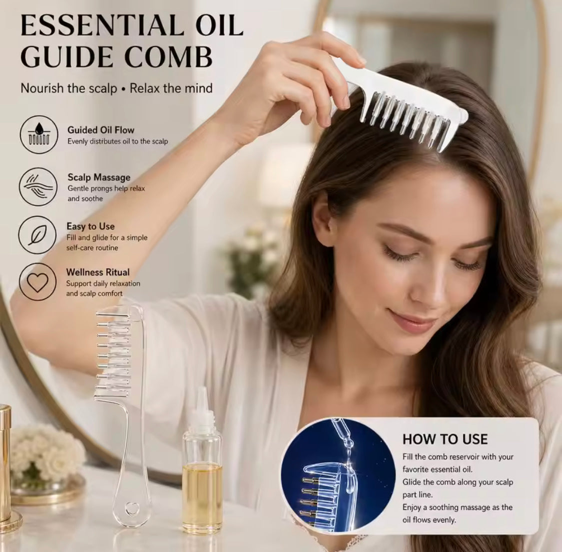 Transparent Hair Scalp Applicator Comb, Manual Scalp Stimulator, Hair Growth Scalp Massage Comb, Deep Scalp Massage Tool