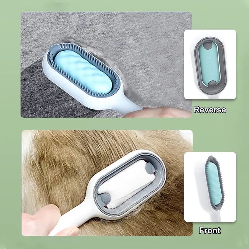 Pet Grooming Brush, Clothes Fuzz Shaver, 4 in 1 Pet Cleaning Hair Removal Comb, Travel Brush for Removing Pet Hair in Cloth, Self Slicker Cleaning Brush, Multifunctional Cat Dog Comb, Floating Hair Sticky Remover, Universal Pet Knots Remover