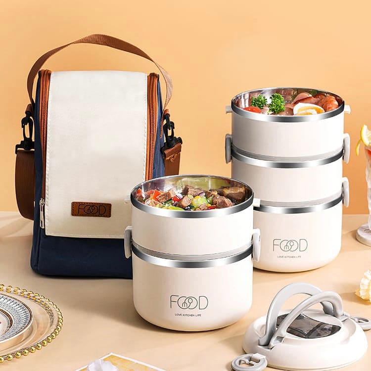 Warm Lunch Box With Bag, Super Long Insulated Lunch Bucket, Multilayer Stainless Steel Bento Box, Portable Hermetic Thermal Lunch, Kitchen Tableware Adult Hot Lunch Box, Adult Lunch Box, Insulated Lunch Containers Bento Box