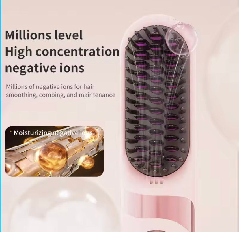 Mini Electric Hair Straightener Brush, Portable Hair Straightener Brush, Mini Travel Straightening Brush Comb