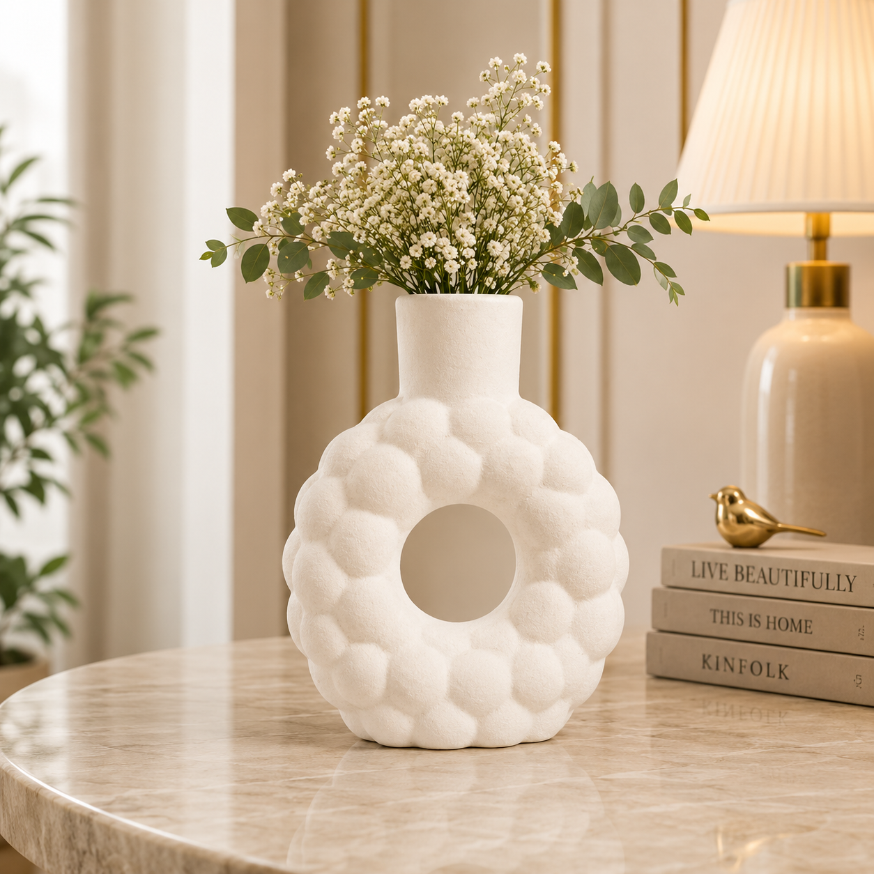Table Decor Ceramic Flower Vase, Stylish Home Decoration Pot, Handmade Ceramic Vases