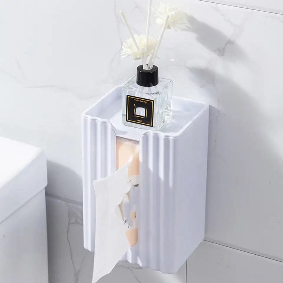 Funky Facial Tissue Box, Wall Mounted Napkin Holder, Self Adhesive Simple Paper Shelf, Nordic Luxury Tissue Box, Rectangular Plastic Tissue Paper Holder, Tissue Storage Box with Storage Shelf, Folded Hand Towel Dispenser