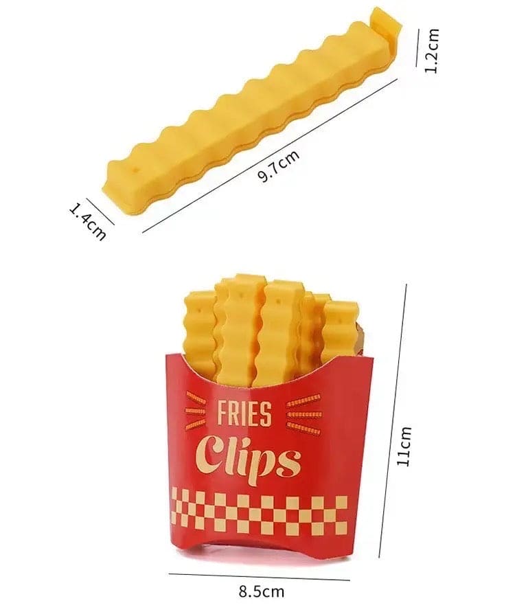 Set Of 12 Fries Sealing Clip, Creative French Fries Bag Sealer with Holder, Fridge Magnet Bag Clips, Food Seal Clip, Snack Sealing Sealing Clamp, Moisture-proof Preservation Clip, Crinkle Chips Closure Clip