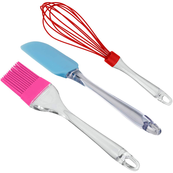Set Of 3 Spatula Brush With Beater, Scrapers And Brush, Floor/ Butter Spatula Cake Decorations Baking Cooking Tool, 3in1 Silicone Spatula Oil Brush and Beater, Silicone Kitchenware Set