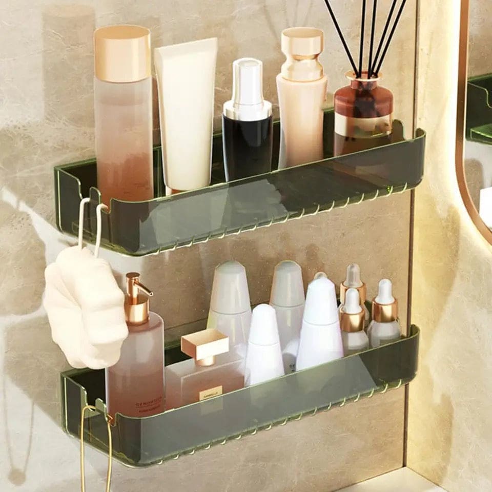 Letter Print Bathroom Storage Shelf, Wall-mounted Seasoning Keep Neat, Acrylic Sundries Storage Rack, Practical Anti-crack Storage Rack, Multifunctional Transparent Dorm Cosmetic Storage Rack, Multipurpose Countertop Basket, Bathroom Kitchen Storage Rack