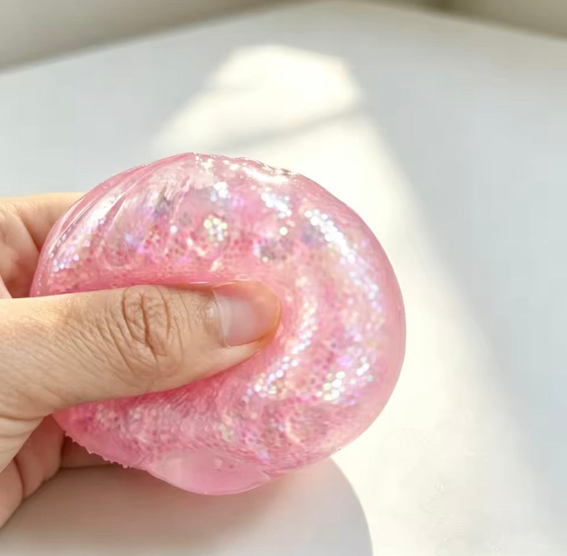 Mini Glitter Dumpling Squishy Ball, Soft Glitter Squishy Ball for Kids Kawaii Glitter Squishy Stress Ball, Soft Sensory Fidget Toy, Cute Glitter Gel Squishy Toy