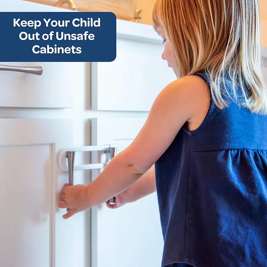 Set Of 2 Sliding Cabinet Lock, U Shaped Kitchen Cabinet Lock, Adjustable Child Safety Lock
