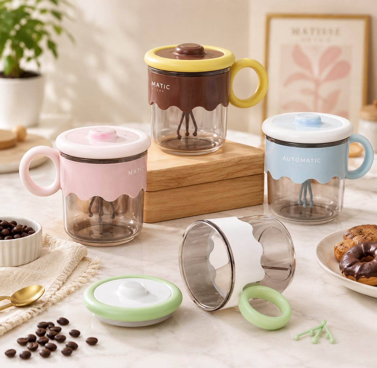 Smart Electric Self Mixing Mug With Handle, Automatic Self Stirring Coffee Mug, Portable Automatic Stirring Cup, Rechargeable Automatic Beverage Mixing Mug