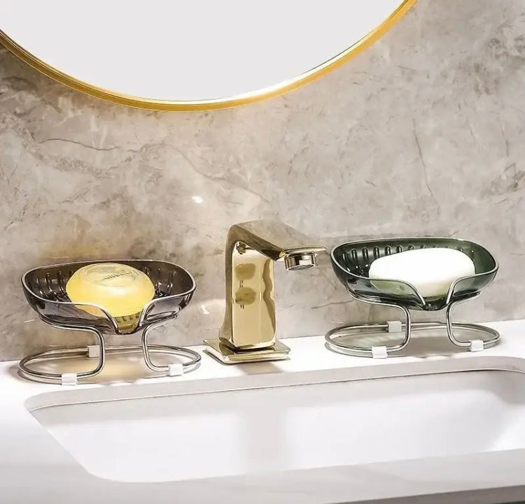 Bathroom Luxury Soap Holder, Drain Water Soap Storage Case Tray, Oval Shape Tray Rack