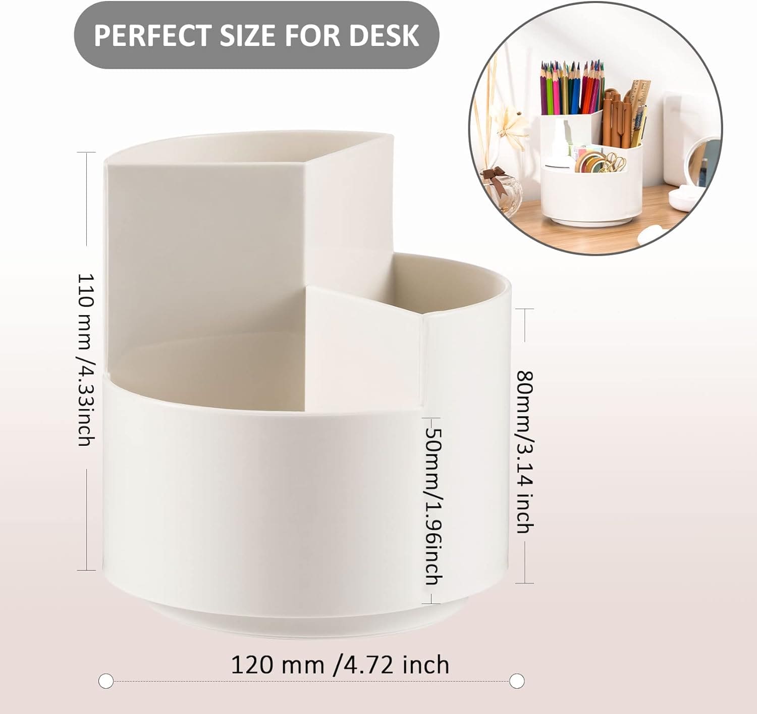 Versatile Desktop Storage Bucket, Plastic 3 Position Pencil Storage Box, Multifunctional Anti-deformed Round Box, Student Desk Storage Box, Home Use Multifunctional Makeup Brush Organizer Box, Home Office School Desktop Stationary Cup