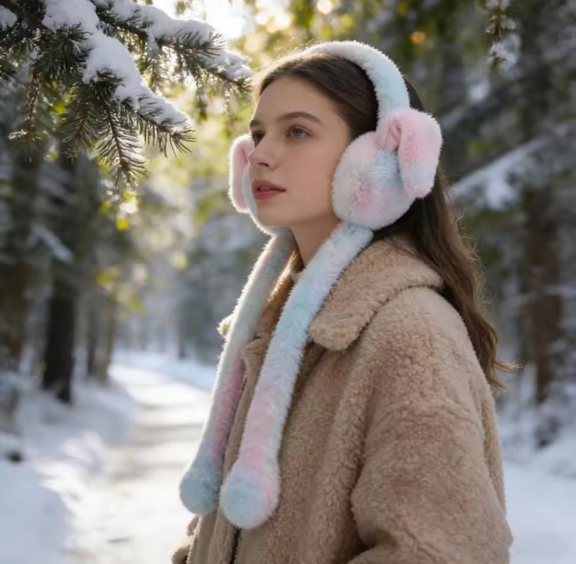 Warm Furry Ear Muffs, Colorful Rabbit Ear Covers, Cute Bunny Plush Ear Muffs, Student Ear Covers