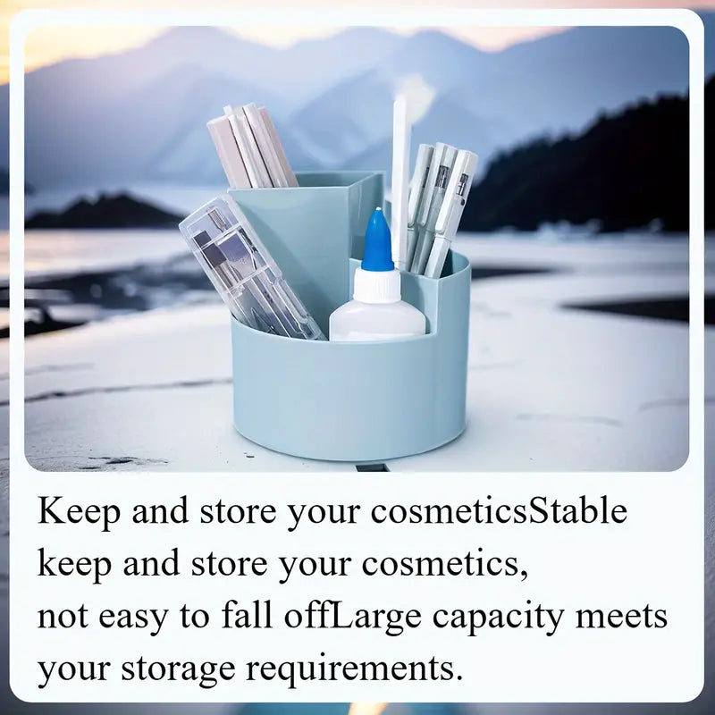 Versatile Desktop Storage Bucket, Plastic 3 Position Pencil Storage Box, Multifunctional Anti-deformed Round Box, Student Desk Storage Box, Home Use Multifunctional Makeup Brush Organizer Box, Home Office School Desktop Stationary Cup