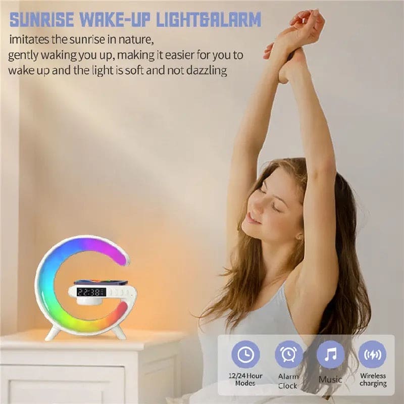 Mini Digital G Lamp, Multifunctional Wireless Charger Stand Alarm Clock Speaker, BT Speakers With Wireless Fast Charging, Mood Light Wireless Charger Lamp, LED Wireless Charging Speaker, Smart Intelligent LED Lamp, RGB Rhythm Smart Light Lamp