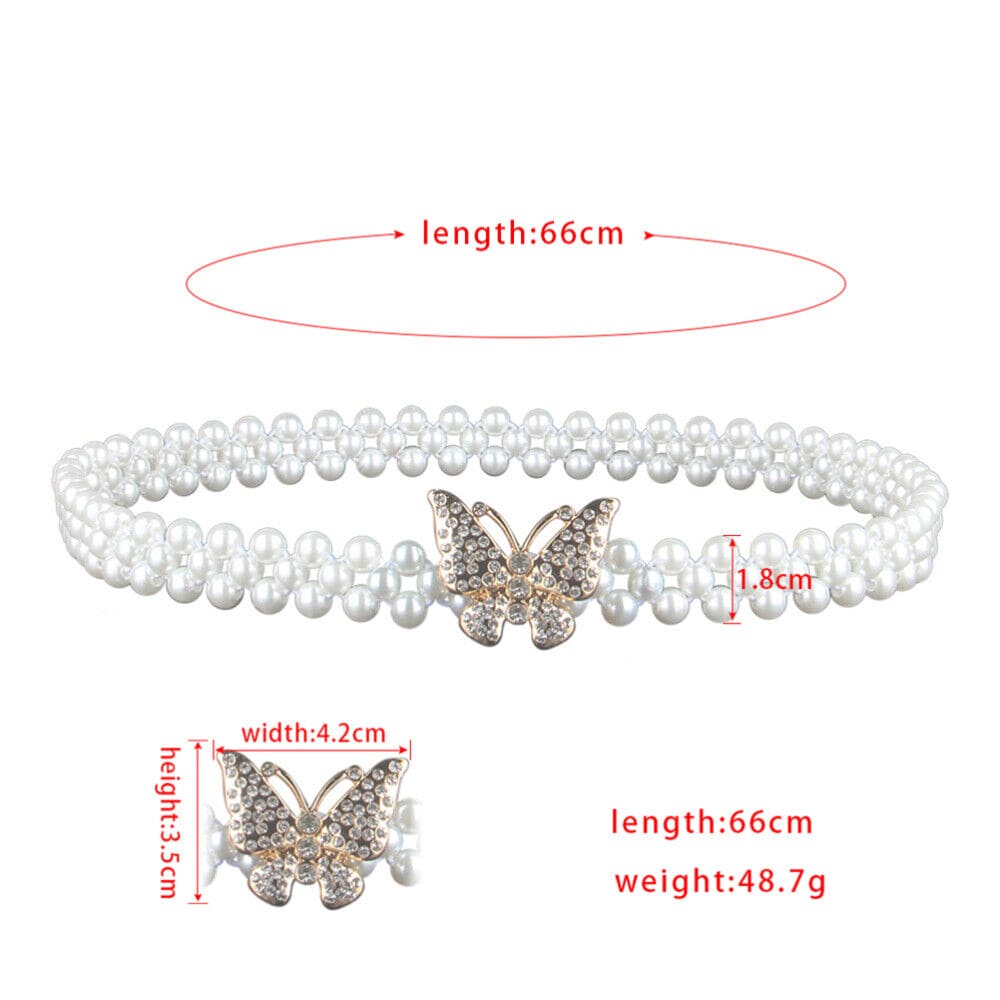 Pearl Waist Chain, Korean Version Rhinestone Pearl Decorative Belt, Fashion Sweet Dress Elastic Belt, Women Designer Belt, Elegant Elastic Pearl Waist Chain, Pearl Design Stretchable Waist Belt For Casual And Partyware