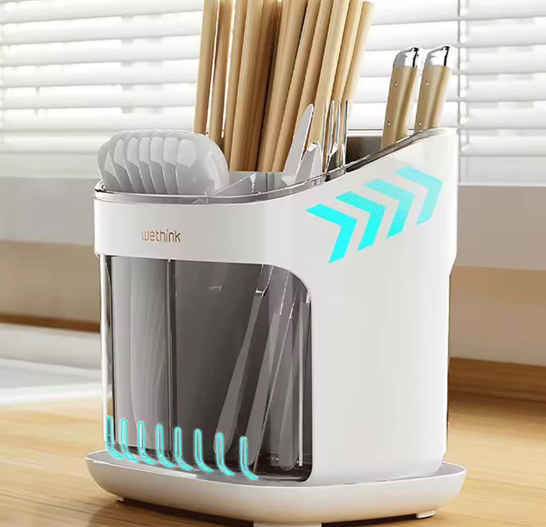 Chopstick Holder With Drainage Tray, Kitchen Utensil Holder With Water Drain Tray, Spoon Fork Chopsticks Storage Rack, Countertop Spoon Drainage Shelf