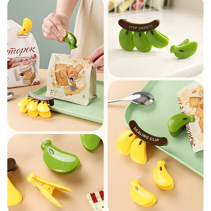 Reusable Banana Shape Sealing Clip, Food Bag Sealer with Fridge Magnet, Food Preservation Sealing Clips, Sealer Clamp Sealing Bag Clips, Kitchen Clips Freezer Bag Clips