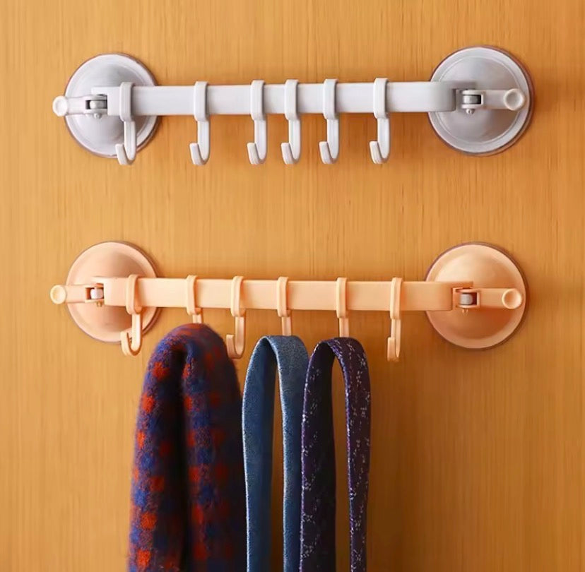 Adjustable Hanger Rack with Double Suction Cups, Kitchen Hanger Organizer With Suction Cup, Bathroom Corner Suspension Hanger Hook