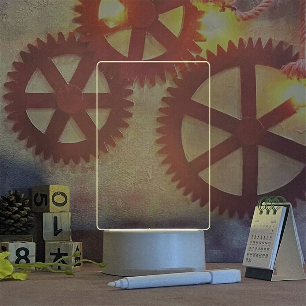 Writing Led Lamp, Led Note Board, Acrylic Erasable Message Small Board, Creative Led Night Light USB Message Board With Pen, Decoration Night Lamp, Rewritable Message Board with Warm Soft Light, LED Photocopying Table Drawing Board