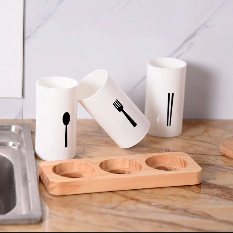 3 Grid Cutlery Holder, Kitchen Storage Holder, Multifunctional Household Tableware Spoon Fork Drain Box, High-grade Organizer Rack