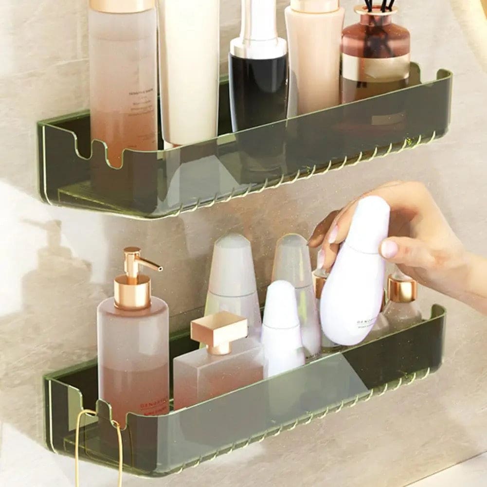 Letter Print Bathroom Storage Shelf, Wall-mounted Seasoning Keep Neat, Acrylic Sundries Storage Rack, Practical Anti-crack Storage Rack, Multifunctional Transparent Dorm Cosmetic Storage Rack, Multipurpose Countertop Basket, Bathroom Kitchen Storage Rack