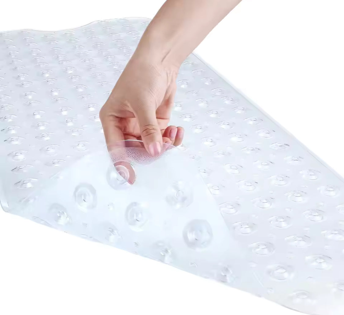 Rectangle PVC Anti Skid Bath Mat, Soft Shower Bathroom Mat, Suction Cup Non Slip Bathtub Carpet