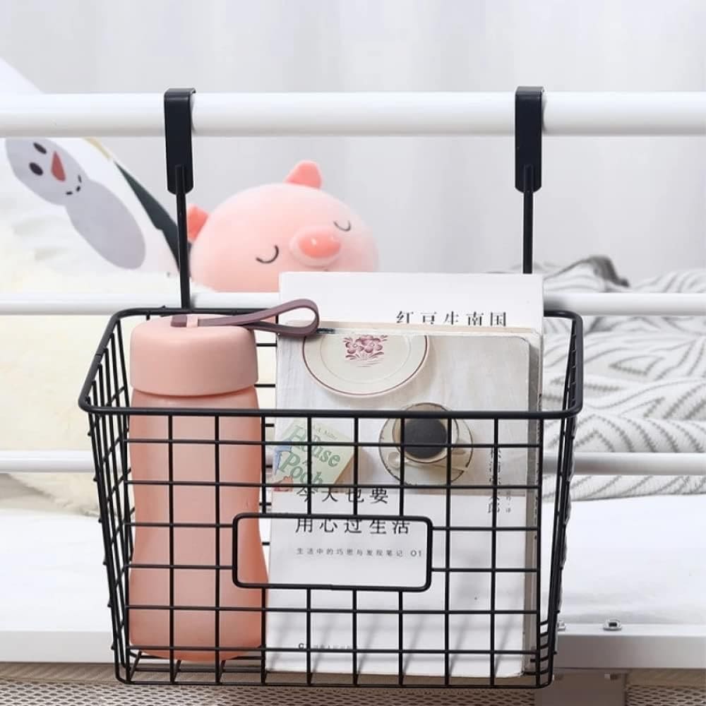 Wrought Iron Hanging Basket, Over Cabinet Door Hanging Storage Basket, Durable Bathroom Kitchen Wall Shelf, Stainless Steel Grid Storage Baskets, Iron Mesh Shelf Basket, Multifunction Hanging Basket, Under The Dormitory Hanging Shelf