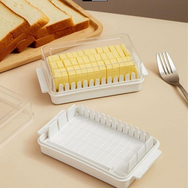 Butter Cutting Box, Crisper Butter Cutting Case With Lid, Cheese Butter Cutting Storage Box, Butter Refrigerator Fresh Keeper Container, Transparent Plastic Butter Box With Cover