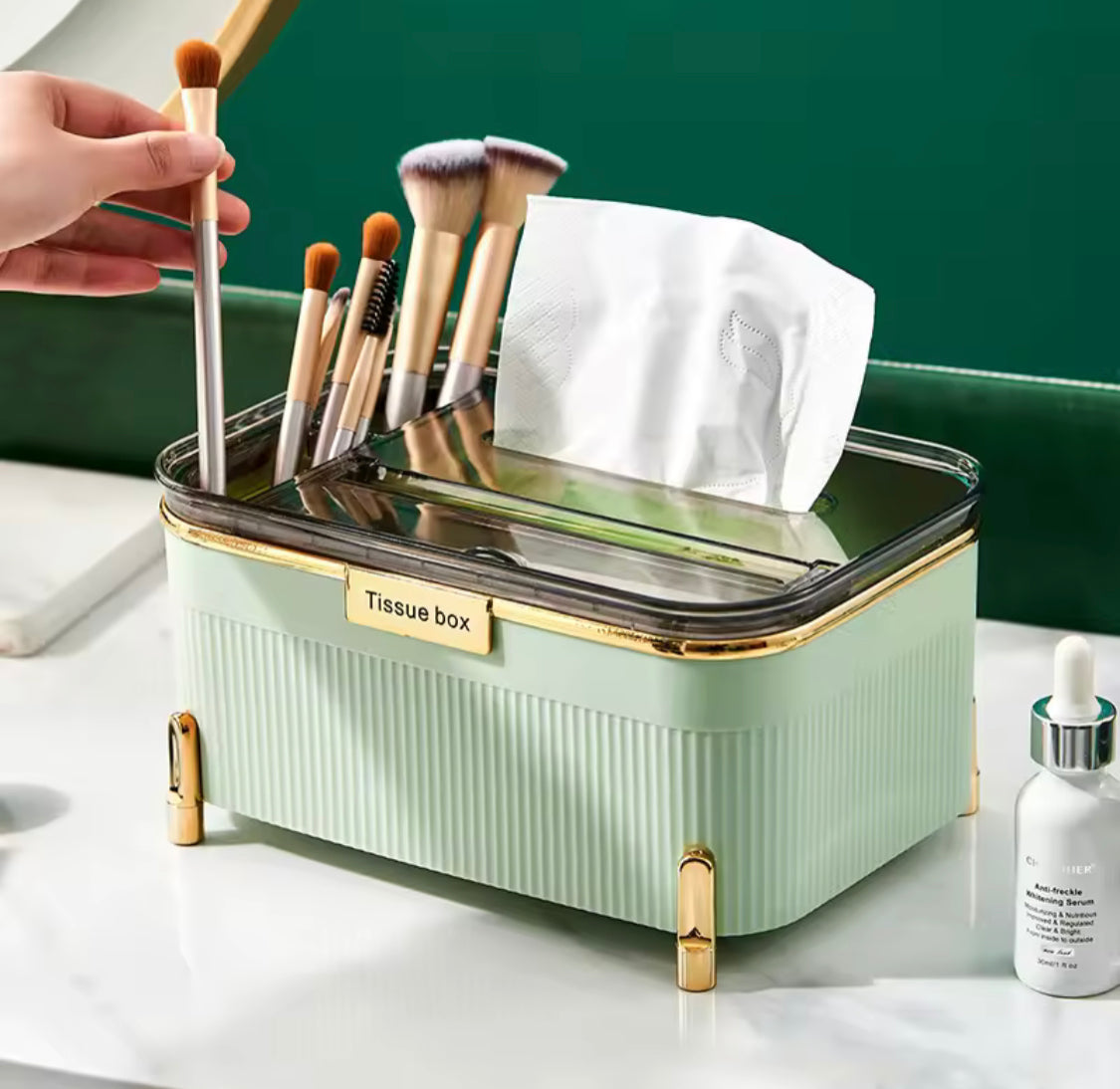 Light Luxury Living Room Tissue Box, Desktop Tissue Box With Mobile Phone Holder, Multifunctional Bathroom Tissue Storage Box