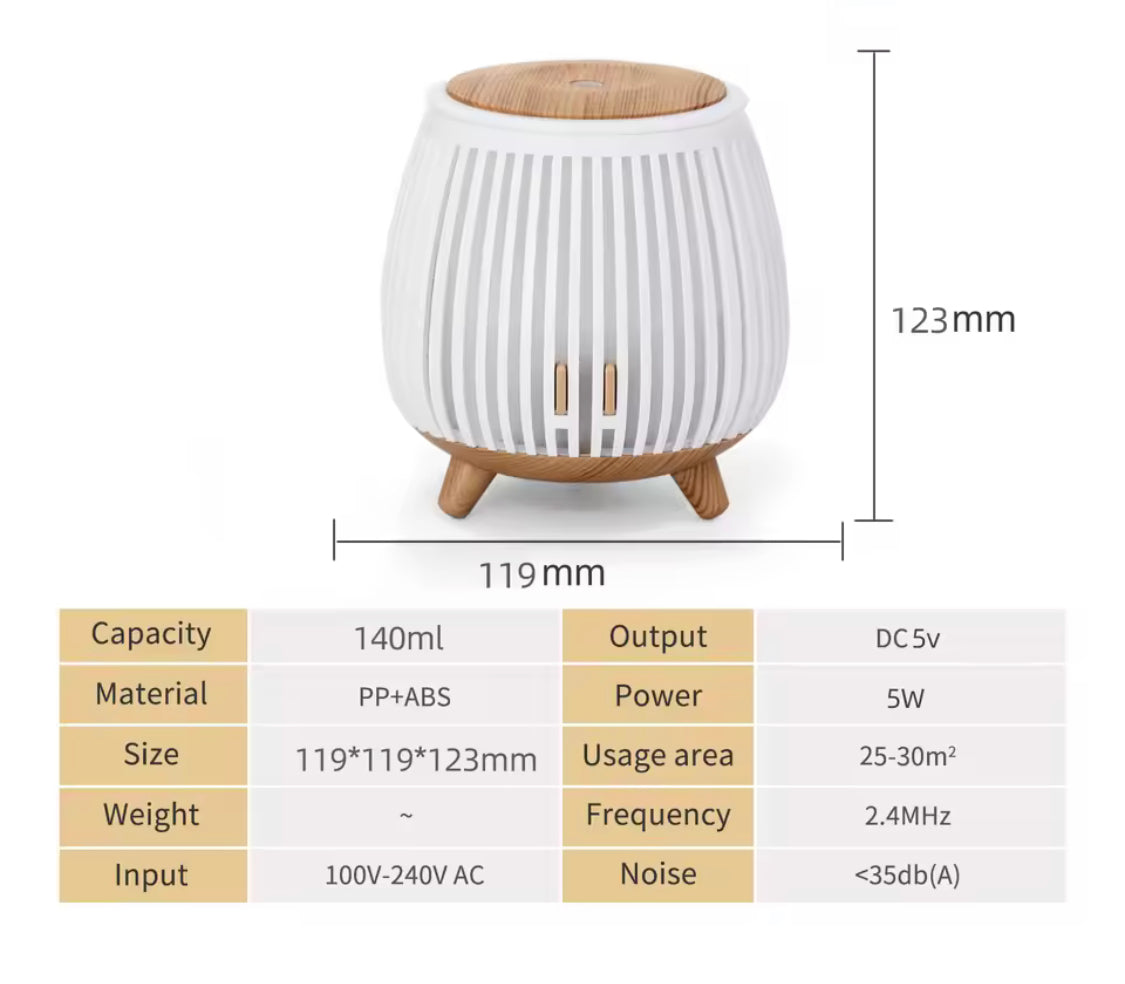 Nordic Wood Style Aroma Diffuser, Bird Cage Hollow Air Diffuser, Tabletop USB Aromatherapy Diffuser