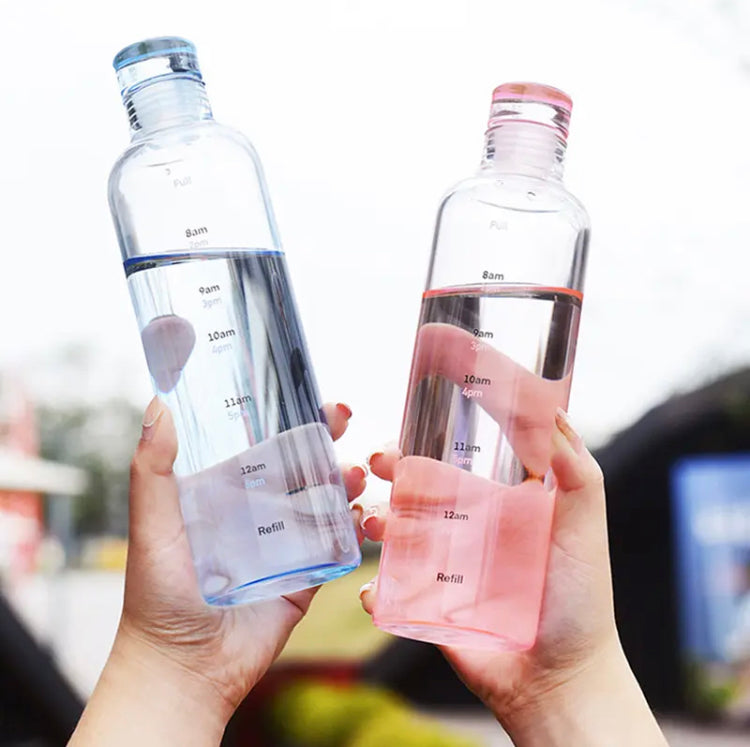 Large Capacity Glass Bottle, Glass Bottle With Time Marker, Leakproof Drop-Resistant Water Bottle