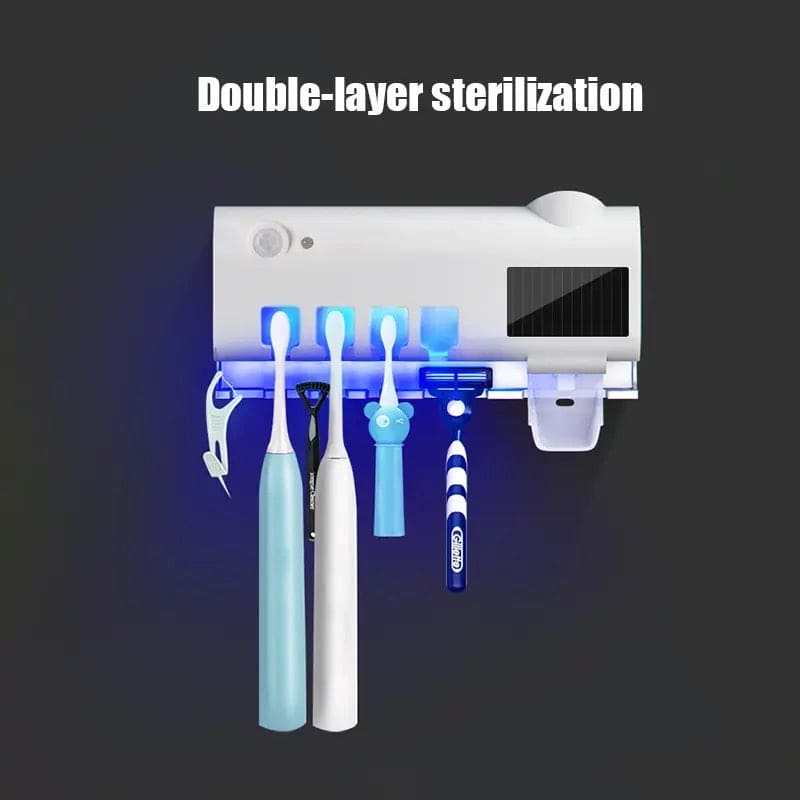Smart UV Toothbrush Sterilizer, Ultraviolet Light Toothbrush Sterilizer, Automatic Toothpaste Squeezer Dispenser, Wall Mount Toothpaste Dispenser Home Bathroom Accessories, Electric Toothbrush Holder With Toothpaste Dispenser