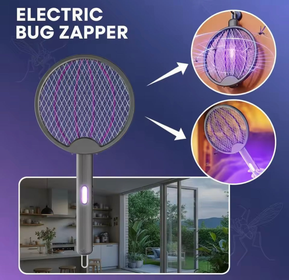 3 In 1 Foldable Electric Mosquito Swatter, Rechargeable Mosquito Killer Racket, Anti Mosquito Fly Trap, Home Bug Insect Racket, Electric Fly Swatter For Home and Outdoor