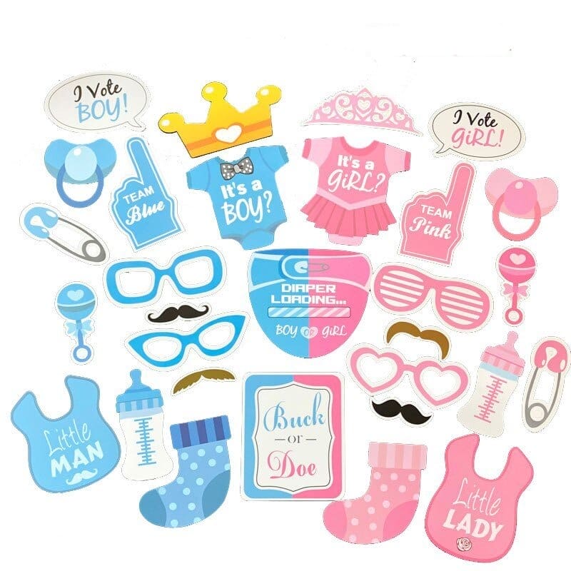 30 Pcs Baby Shower Props, Twins Kids Photo Booth, Welcome Oh Sweet Baby Shower Party Supplies