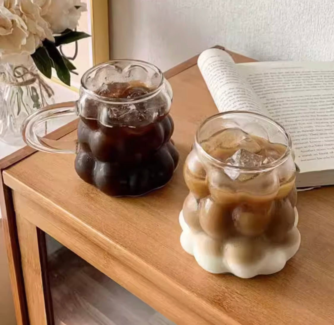 Transparent Bubble Texture Coffee Mug, Elegant Bubble Glass Tumbler, Aesthetic Bubble Design Glass Cup, Crystal Bubble Pattern Drinking Mug
