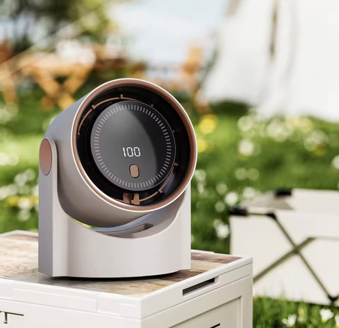 Rechargeable Desk Fan with Digital Display, Wall Mounted Air Conditioner Table Fan, Multifunction Bladeless Fan